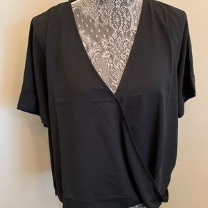 NWT Black Wrap Blouse Zenana